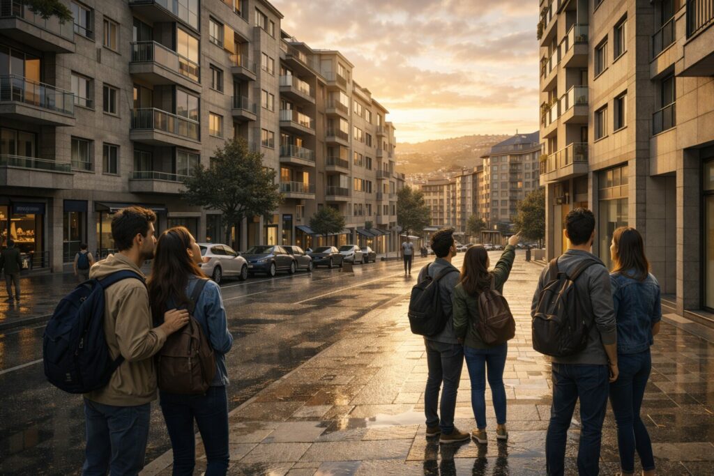 Jóvenes buscando vivienda asequible en Galicia.