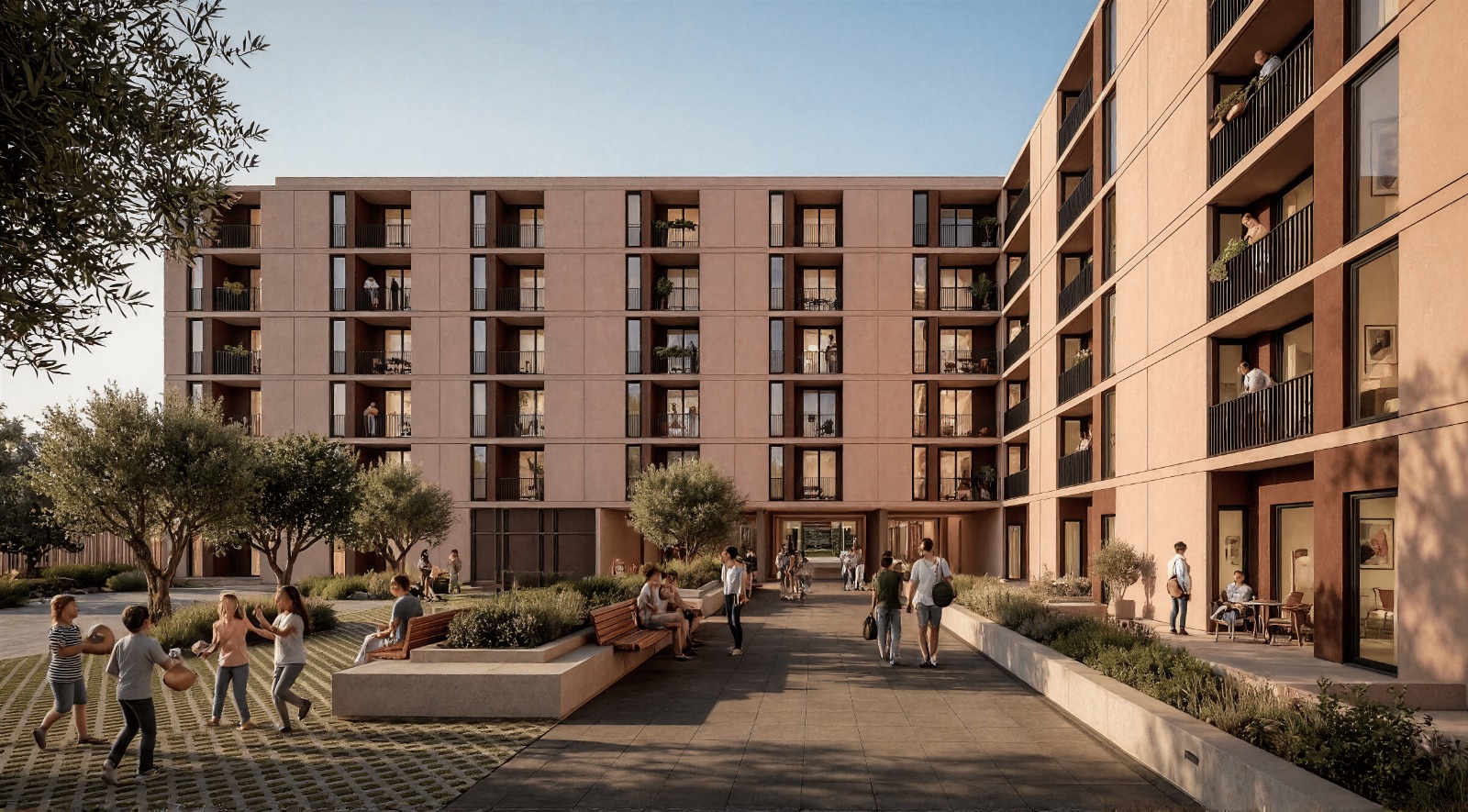 Render del proyecto de vivienda asequible de Genivs Insulae en Zaragoza